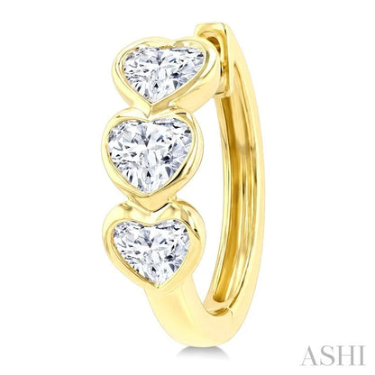 Heart Shape Bezel Diamond Huggie Earrings