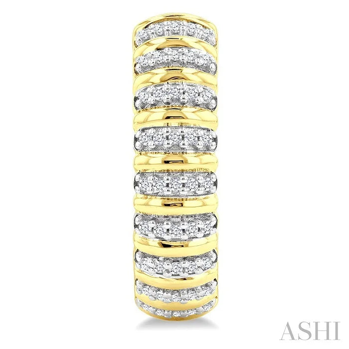 Ribbed Diamond Half Hoop Earrings