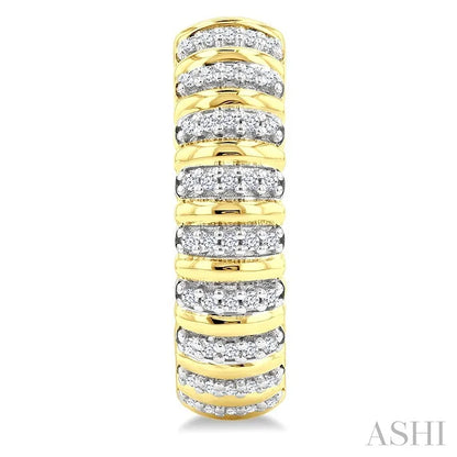 Ribbed Diamond Half Hoop Earrings