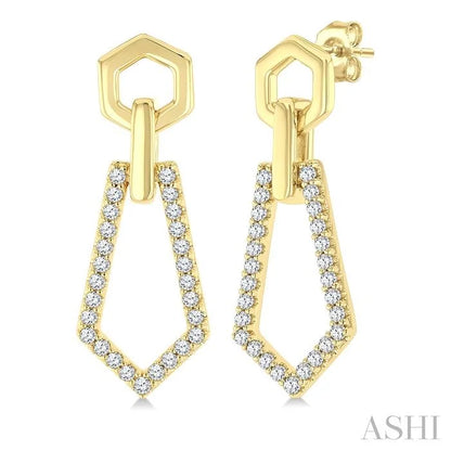Hexagon Shape Interlock Diamond Fashion Earrings