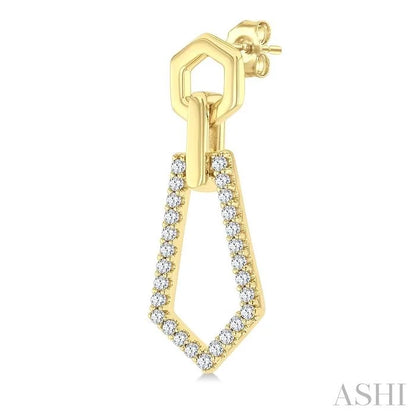 Hexagon Shape Interlock Diamond Fashion Earrings