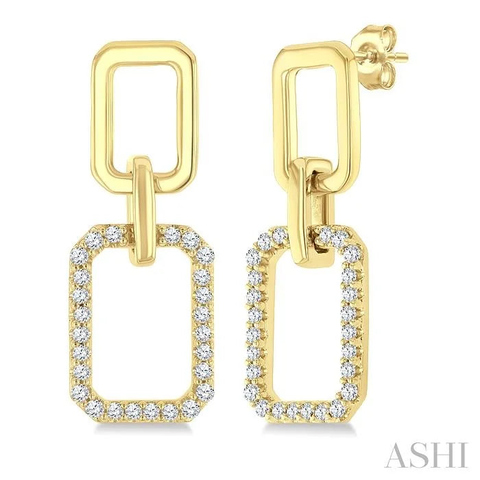 Rectangular Shape Interlock Diamond Fashion Earrings