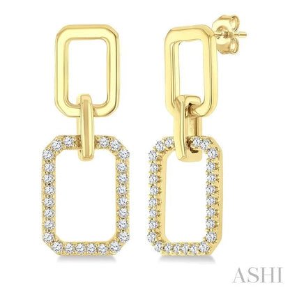 Rectangular Shape Interlock Diamond Fashion Earrings