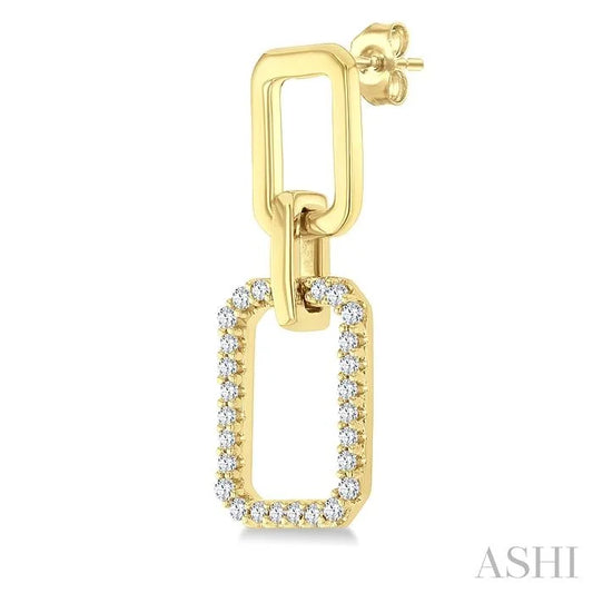 Rectangular Shape Interlock Diamond Fashion Earrings