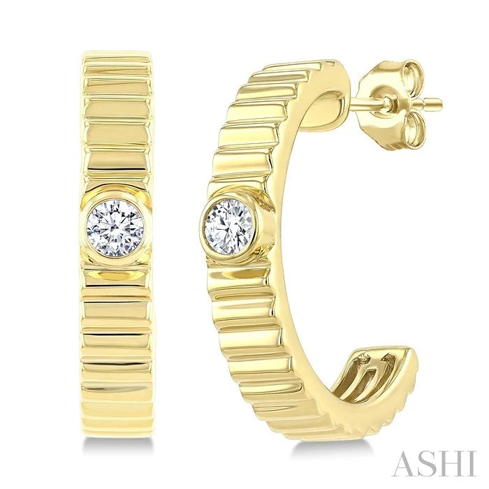 Pirouette Bezel Set Diamond Fashion Half Hoop Earrings