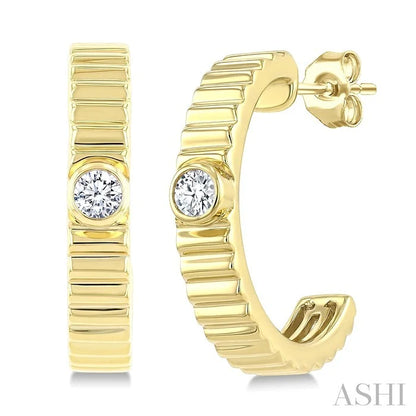 Pirouette Bezel Set Diamond Fashion Half Hoop Earrings