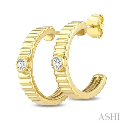 Pirouette Bezel Set Diamond Fashion Half Hoop Earrings