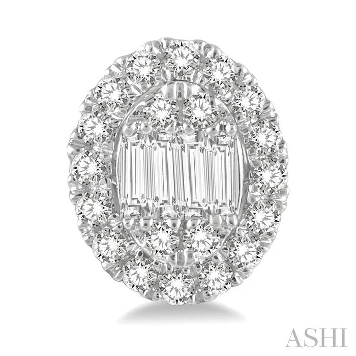 Oval Shape Halo Fusion Diamond Fashion Earrings