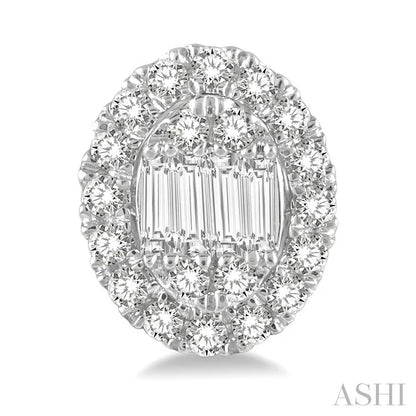 Oval Shape Halo Fusion Diamond Fashion Earrings