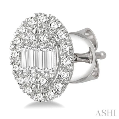 Oval Shape Halo Fusion Diamond Fashion Earrings