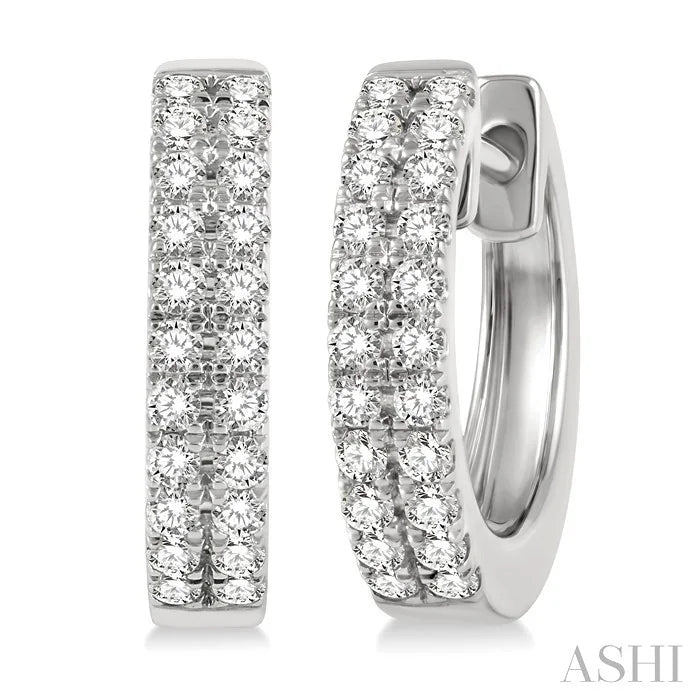 Two Row Petite Diamond Huggie Fashion Earrings