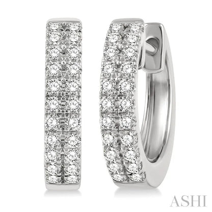 Two Row Petite Diamond Huggie Fashion Earrings