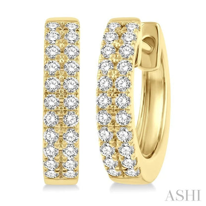 Two Row Petite Diamond Huggie Fashion Earrings