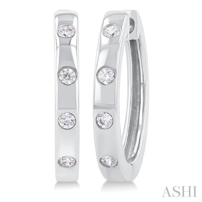 Flush Bezel Set Diamond Fashion Hoop Earrings