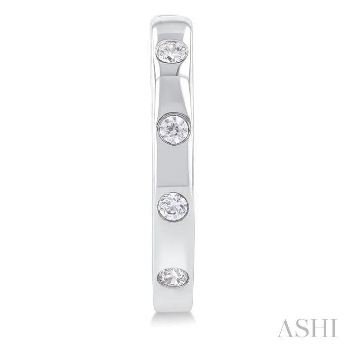 Flush Bezel Set Diamond Fashion Hoop Earrings