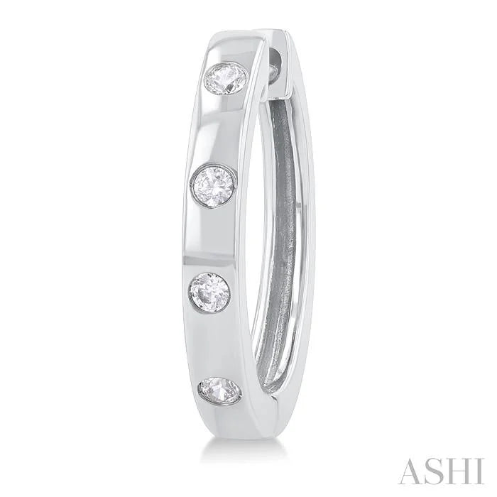 Flush Bezel Set Diamond Fashion Hoop Earrings