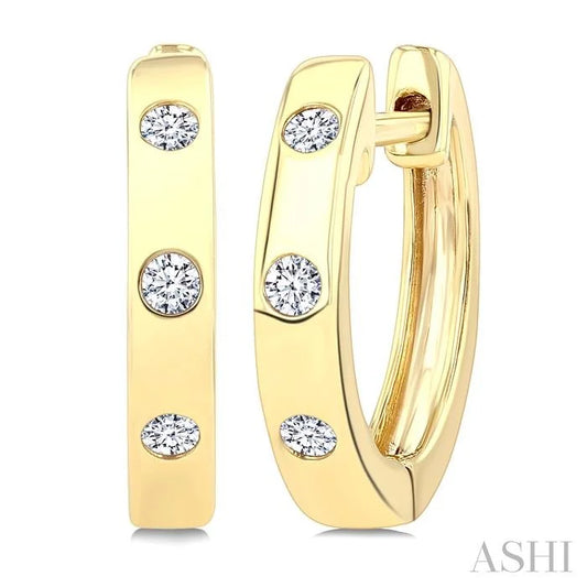 Flush Bezel Set Petite Diamond Fashion Hoop Earrings