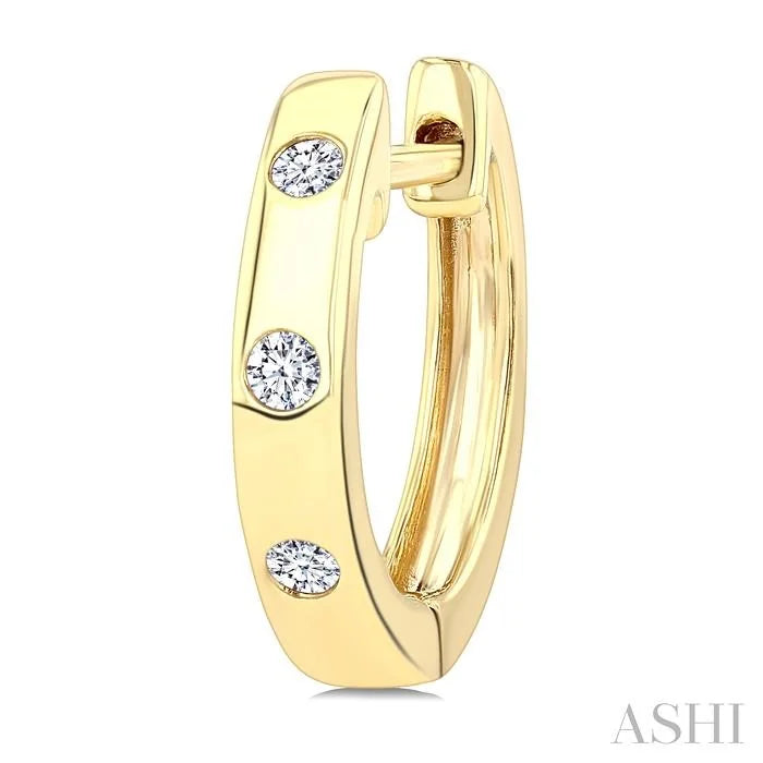 Flush Bezel Set Petite Diamond Fashion Hoop Earrings