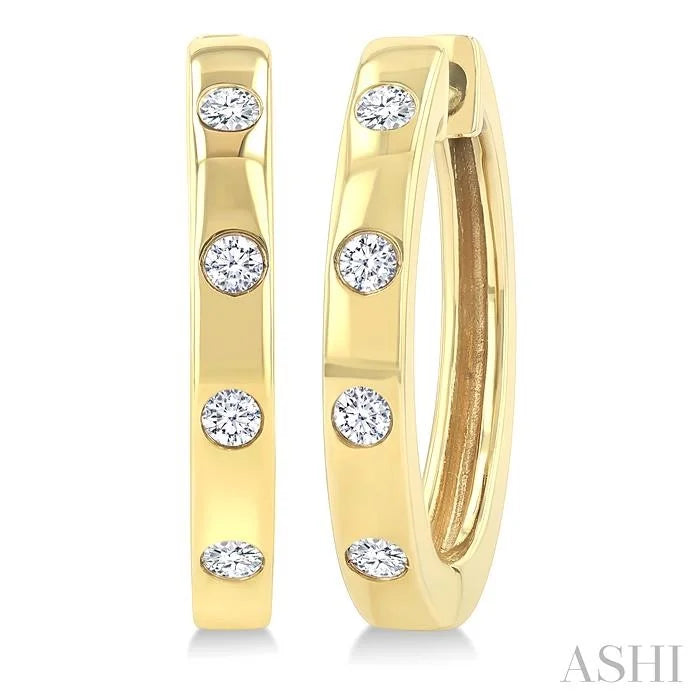 Flush Bezel Set Diamond Fashion Hoop Earrings