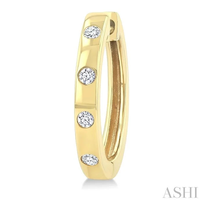 Flush Bezel Set Diamond Fashion Hoop Earrings