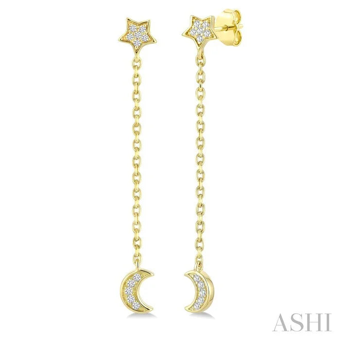 Star & Moon Diamond Fashion Chain Earrings