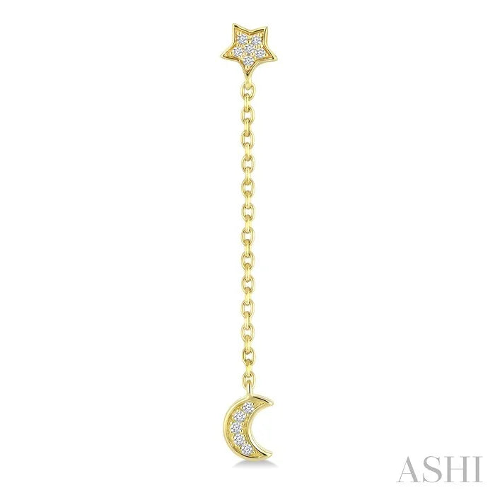 Star & Moon Diamond Fashion Chain Earrings