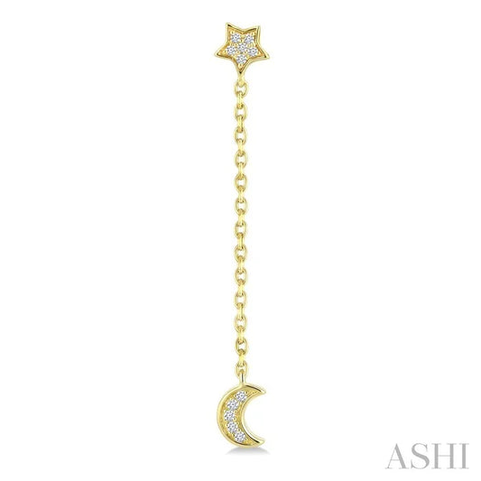 Star & Moon Diamond Fashion Chain Earrings
