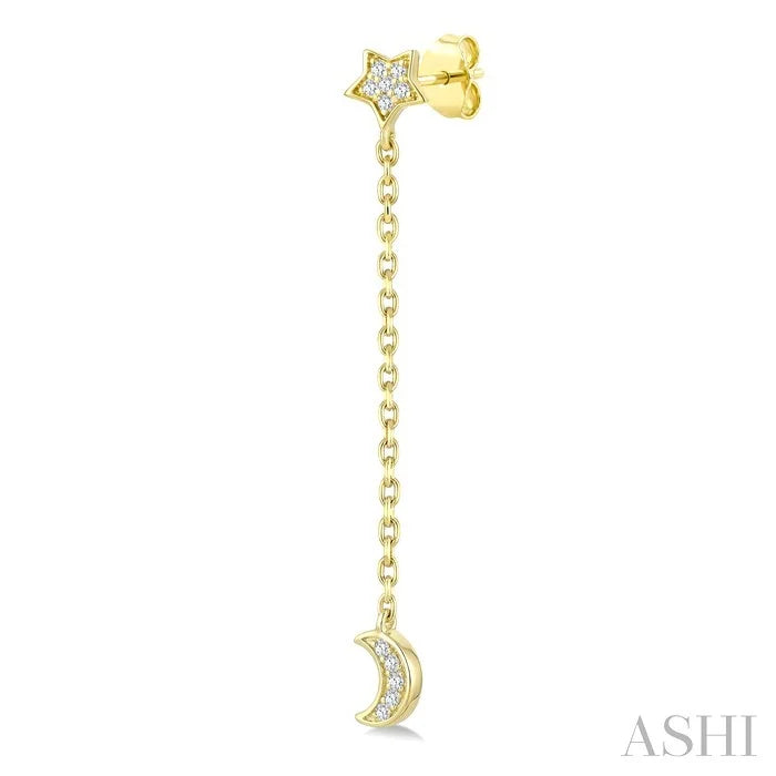 Star & Moon Diamond Fashion Chain Earrings
