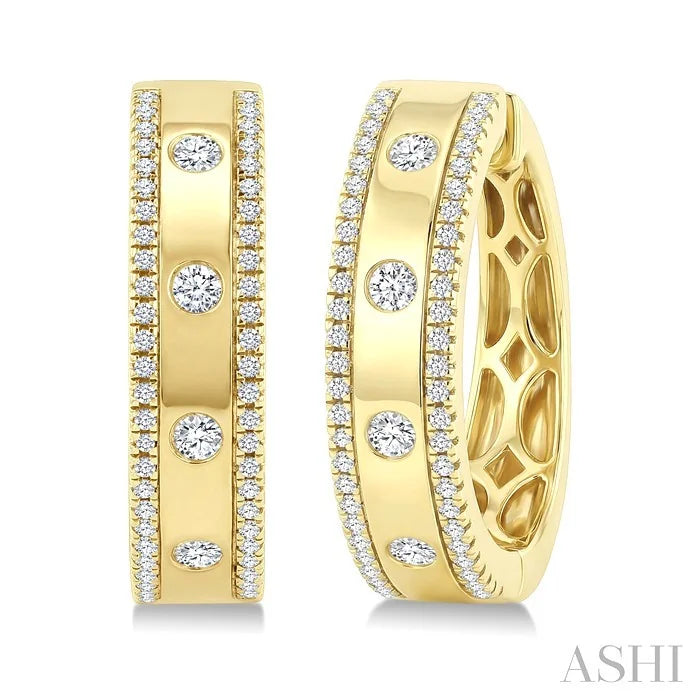 Flush Set Diamond Fashion Hoop Earrings