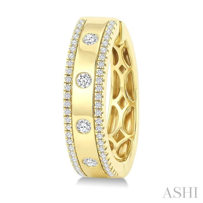 Flush Set Diamond Fashion Hoop Earrings
