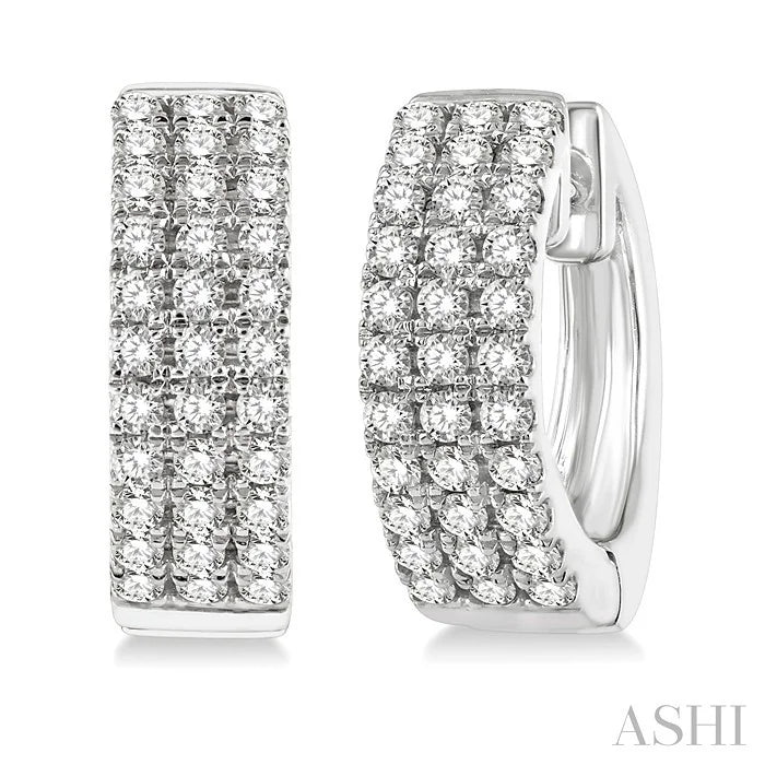 Three Row Petite Diamond Huggie Fashion Earrings