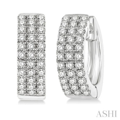 Three Row Petite Diamond Huggie Fashion Earrings