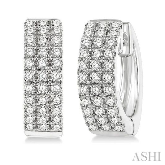 Three Row Petite Diamond Huggie Fashion Earrings