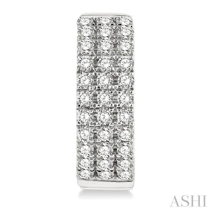 Three Row Petite Diamond Huggie Fashion Earrings