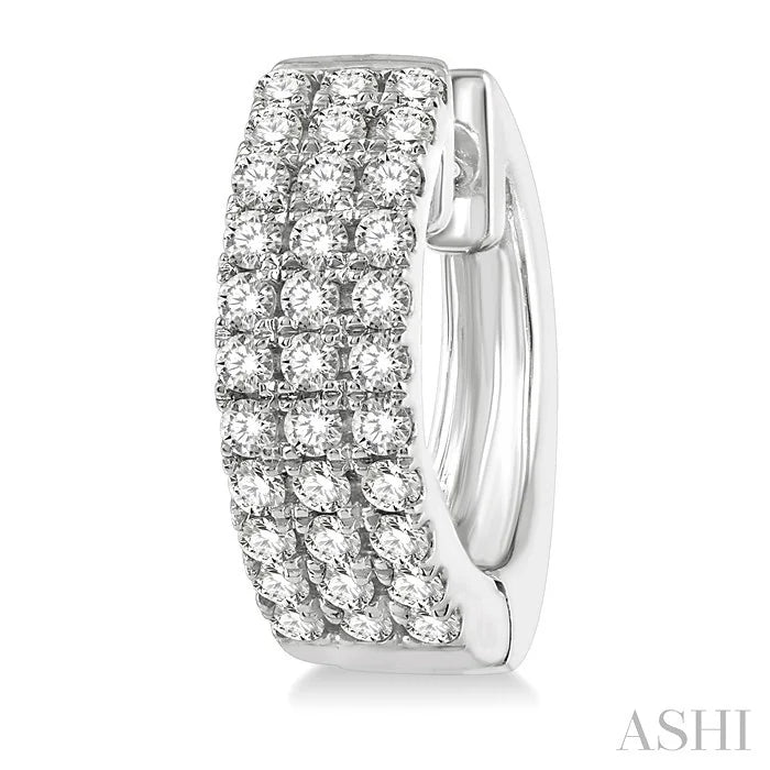 Three Row Petite Diamond Huggie Fashion Earrings