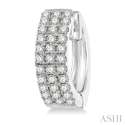Three Row Petite Diamond Huggie Fashion Earrings