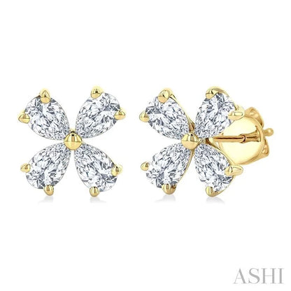 Floral Diamond Stud Earrings
