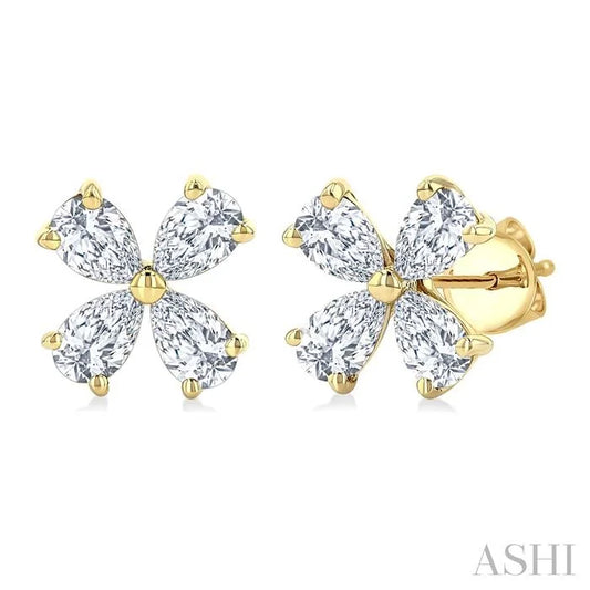 Floral Diamond Stud Earrings