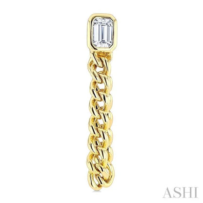 Emerald Shape Curb Bezel Diamond Fashion Earrings
