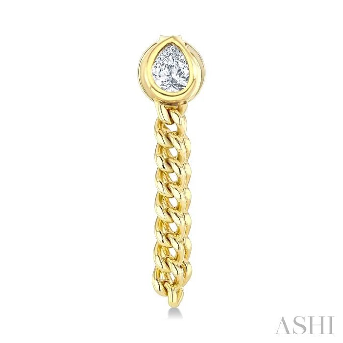 Pear Shape Curb Bezel Diamond Fashion Earrings