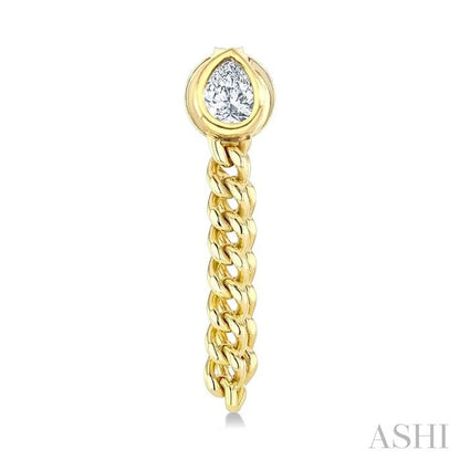 Pear Shape Curb Bezel Diamond Fashion Earrings