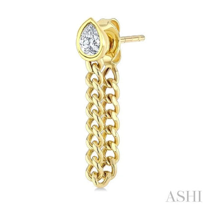 Pear Shape Curb Bezel Diamond Fashion Earrings