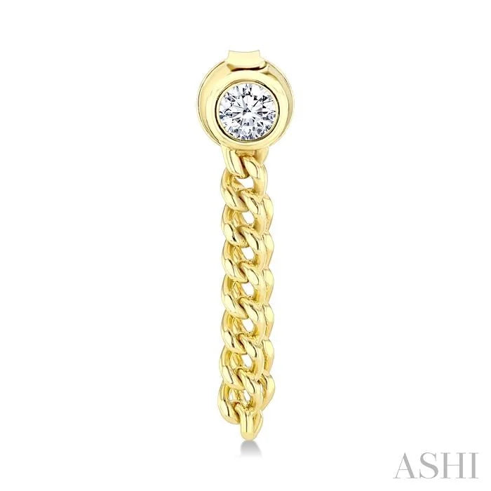Round Shape Curb Bezel Diamond Fashion Earrings