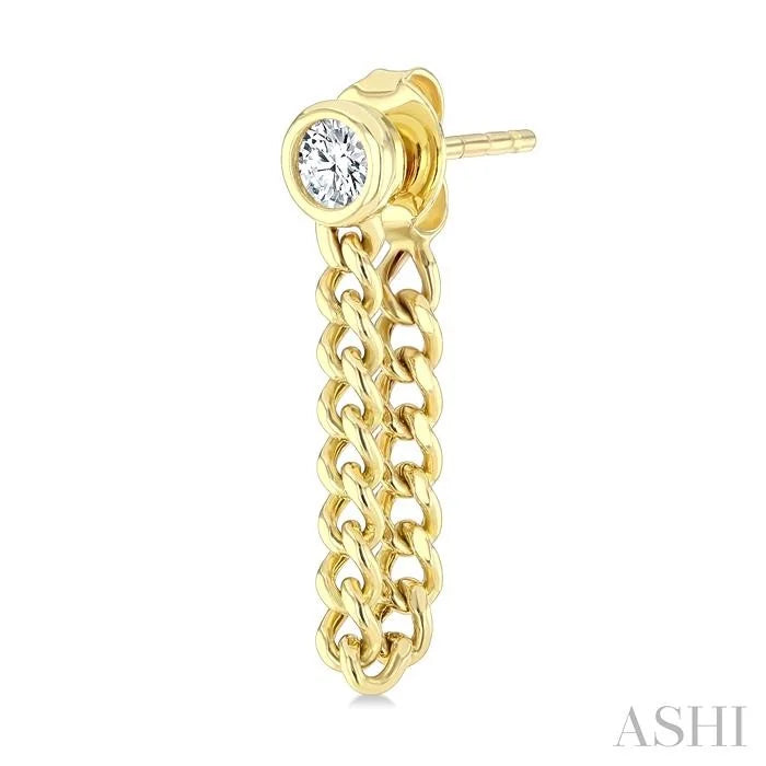 Round Shape Curb Bezel Diamond Fashion Earrings