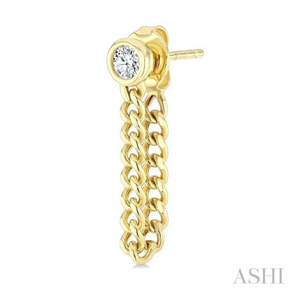 Round Shape Curb Bezel Diamond Fashion Earrings