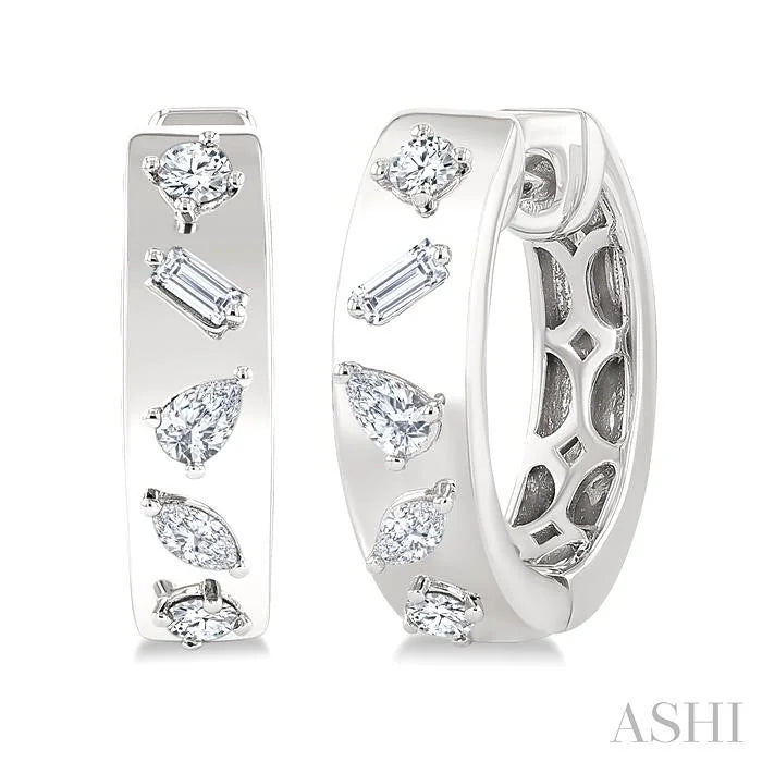 Mixed Shape Diamond Fashion Hoop Earrings