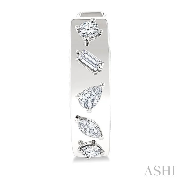 Mixed Shape Diamond Fashion Hoop Earrings