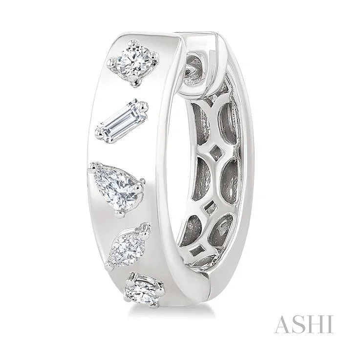Mixed Shape Diamond Fashion Hoop Earrings