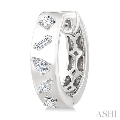 Mixed Shape Diamond Fashion Hoop Earrings