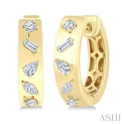 Mixed Shape Diamond Fashion Hoop Earrings